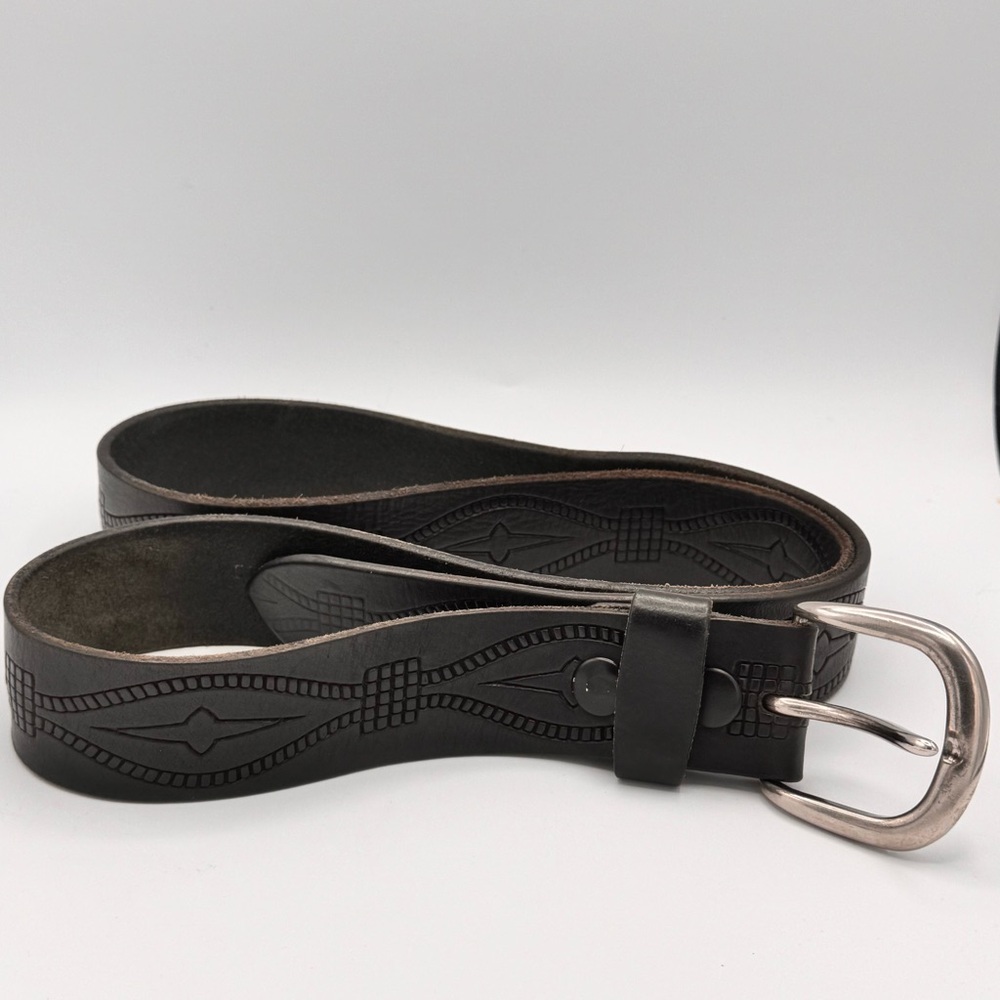 Canadian Made Black Embossed Genuine Leather Belt fits 36”-44” Waist